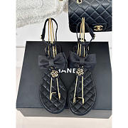 Chanel Leather Bow Sandals Black - 2