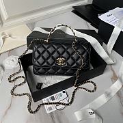 Chanel Top Handle Flap Bag Black 18.5x11x6cm - 1