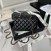 Chanel Top Handle Flap Bag Black 18.5x11x6cm - 5