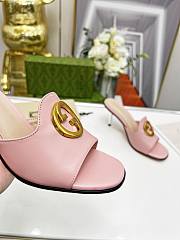Gucci Blondie Heeled Slide Sandals Pink 7cm - 3