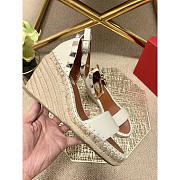 Valentino Double Rockstud Calfskin Wedge Sandal 105mm White - 1