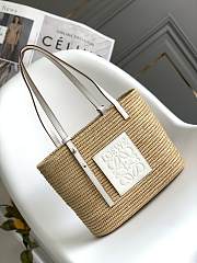 Loewe Square Basket Bag White Small Raffia 30x21x11cm - 1