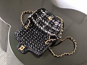 Chanel Mini Flap Bag Raffia Effect Tweed Gold Black 17x13x6cm - 6