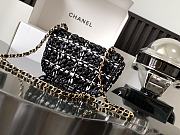 Chanel Mini Flap Bag Raffia Effect Tweed Gold Black 17x13x6cm - 5