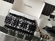 Chanel Mini Flap Bag Raffia Effect Tweed Gold Black 17x13x6cm - 3