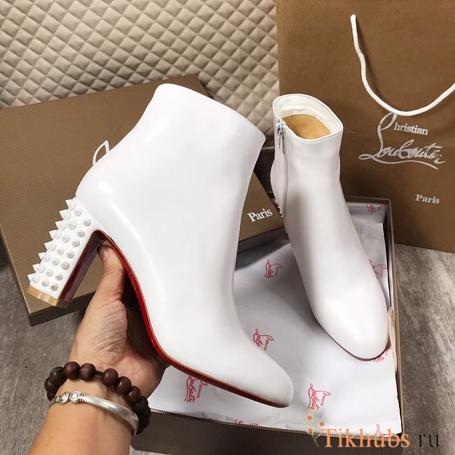 Christian Louboutin Suzi Folk 85 White Studded Boot - 1