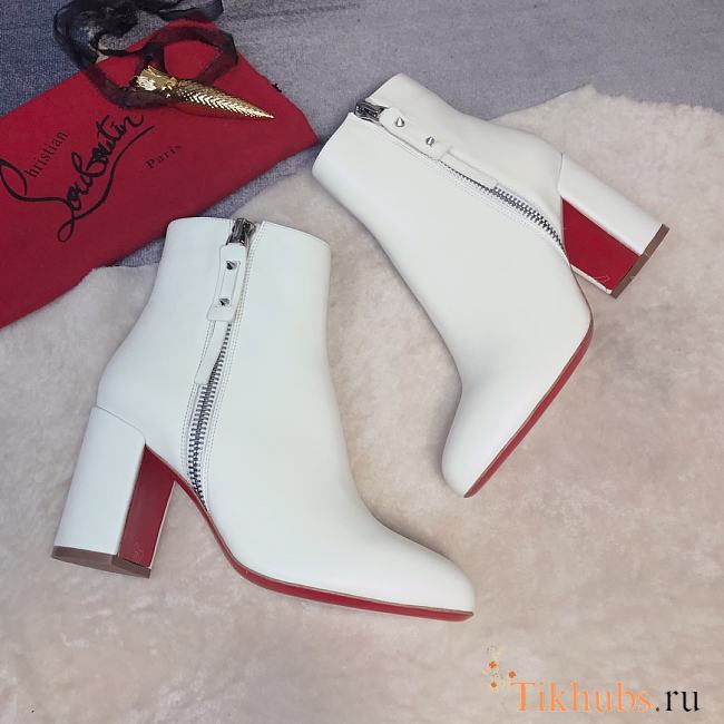 Christian Louboutin Ziptotal 85 Leather White Boot - 1