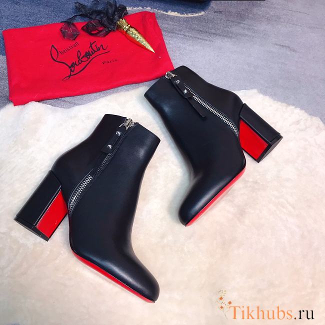 Christian Louboutin Ziptotal 85 Leather Black Boot - 1