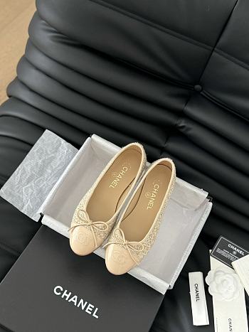 Chanel Ballerina Tweed Flat Beige