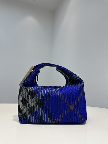 Burberry Check Duffle Top Handle Bag Blue 23x21.5x10.5cm