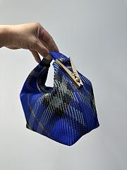 Burberry Check Duffle Top Handle Bag Blue 23x21.5x10.5cm - 4