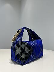 Burberry Check Duffle Top Handle Bag Blue 23x21.5x10.5cm - 3