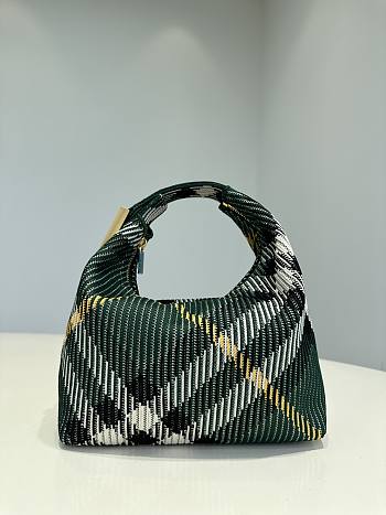 Burberry Check Duffle Top Handle Bag Green 23x21.5x10.5cm