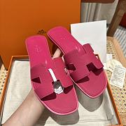 Hermes Oran Dark Pink Slides - 1