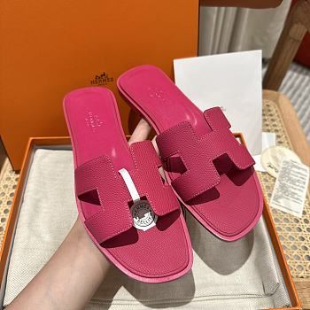 Hermes Oran Dark Pink Slides