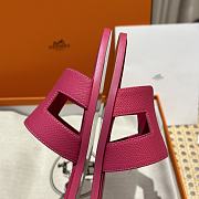 Hermes Oran Dark Pink Slides - 5