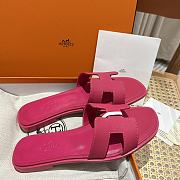 Hermes Oran Dark Pink Slides - 4