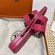 Hermes Oran Dark Pink Slides - 3