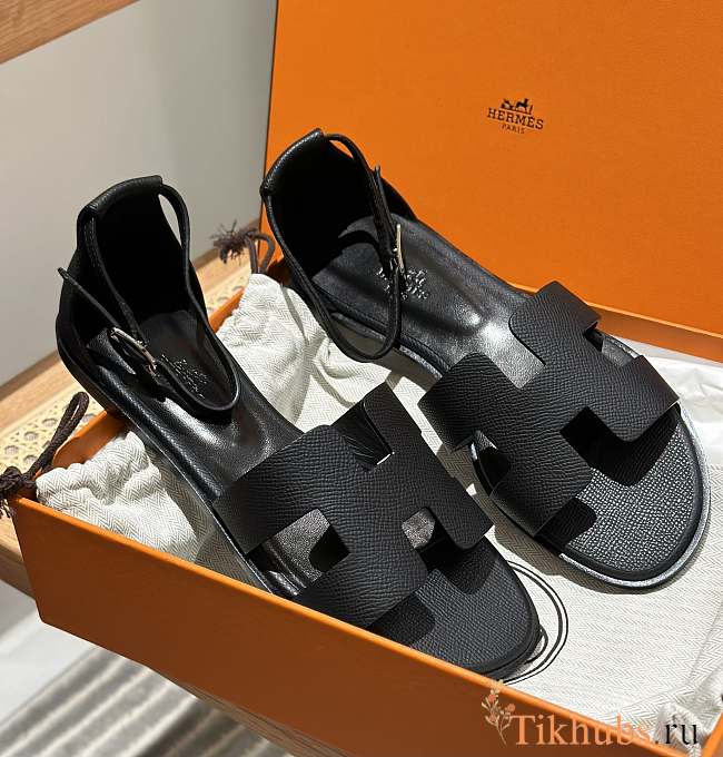 Hermes Santorini Black Sandal - 1