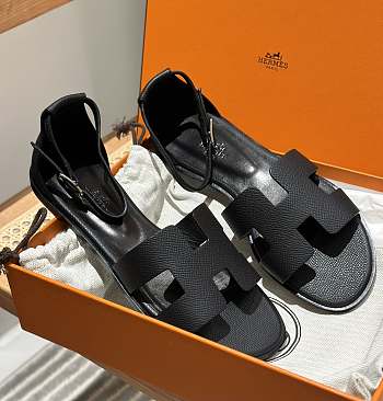 Hermes Santorini Black Sandal