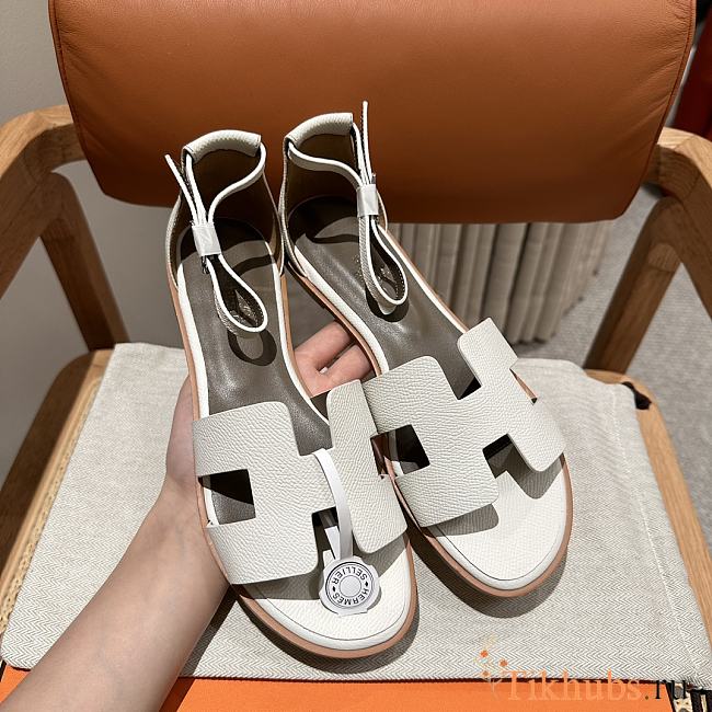 Hermes Santorini White Beige Sandal - 1