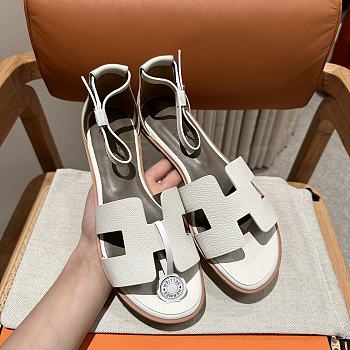 Hermes Santorini White Beige Sandal