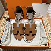 Hermes Santorini Brown Beige Sandal - 1