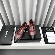 Chanel Ballerina Wine Black Flat - 1