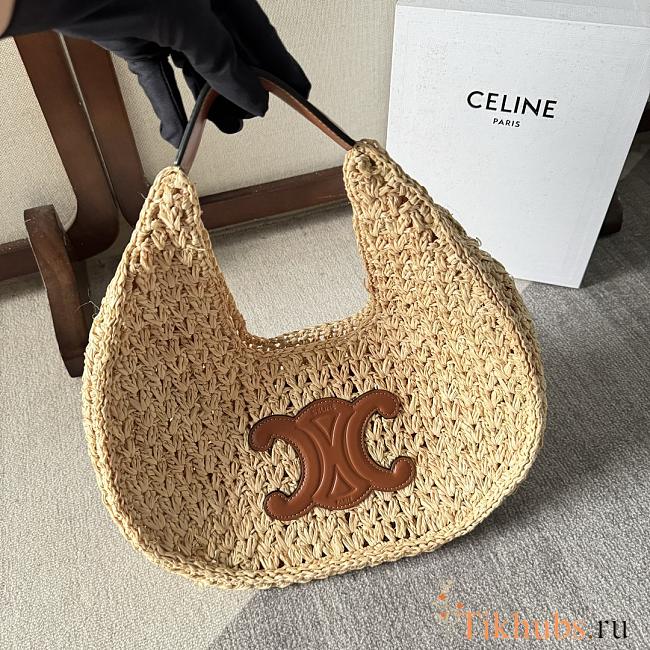 Celine Classic Teen Triomphe Basket Hobo Bag Raffia Tan 33x16x4cm - 1