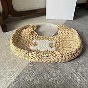 Celine Classic Teen Triomphe Basket Hobo Bag Raffia White 33x16x4cm - 4