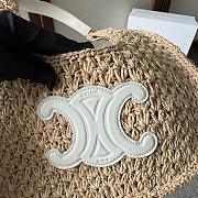 Celine Classic Teen Triomphe Basket Hobo Bag Raffia White 33x16x4cm - 3