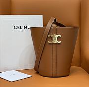 Celine Women Bucket Triomphe Shiny Calfskin Brown 25x22x14cm - 1