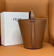 Celine Women Bucket Triomphe Shiny Calfskin Brown 25x22x14cm - 4
