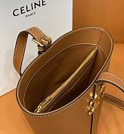 Celine Women Bucket Triomphe Shiny Calfskin Brown 25x22x14cm - 2