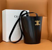 Celine Women Bucket Triomphe Shiny Calfskin Black 25x22x14cm - 5