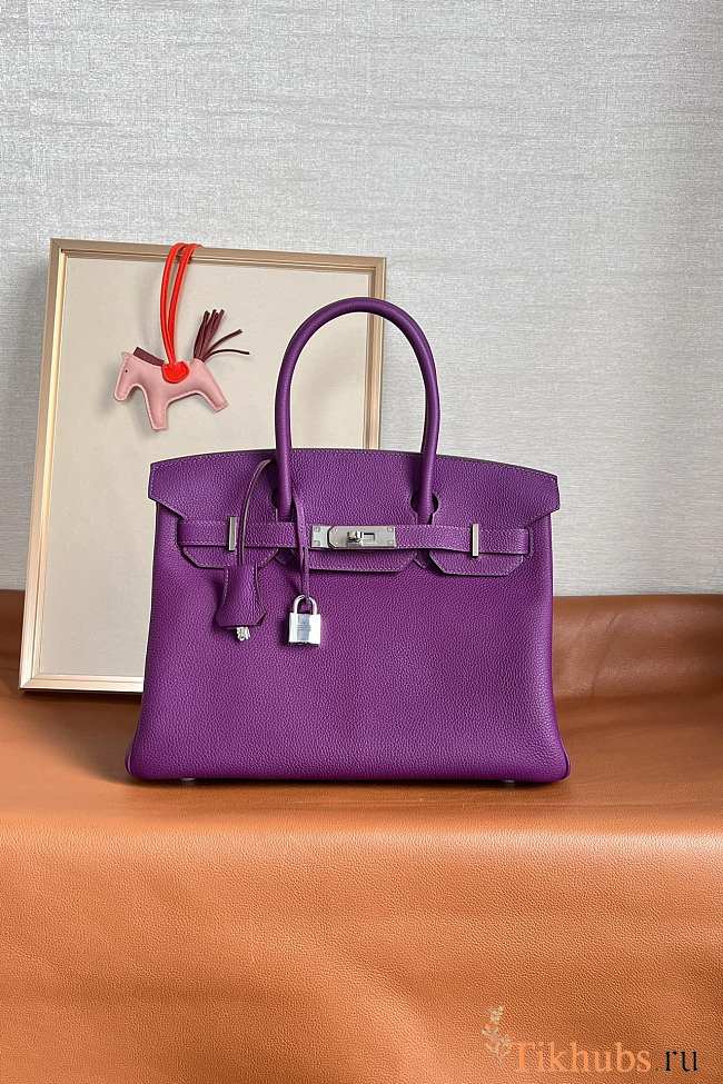  Hermes Original Togo Leather Birkin 30cm Bag In Purple - 1