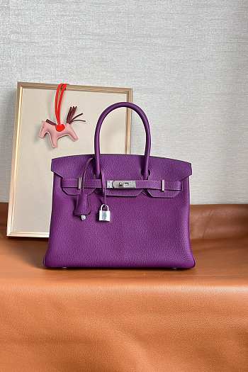  Hermes Original Togo Leather Birkin 30cm Bag In Purple
