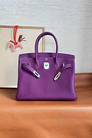  Hermes Original Togo Leather Birkin 30cm Bag In Purple - 3
