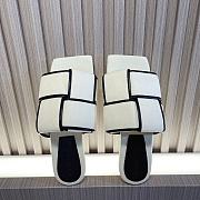 Bottega Veneta White Black Slides - 1