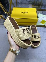 Fendi Sunshine Natural Raffia Flatform Slides - 1