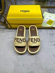 Fendi Sunshine Natural Raffia Flatform Slides - 5