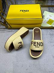 Fendi Sunshine Natural Raffia Flatform Slides - 2