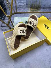 Fendi Sunshine Natural Raffia Flatform Slides - 3