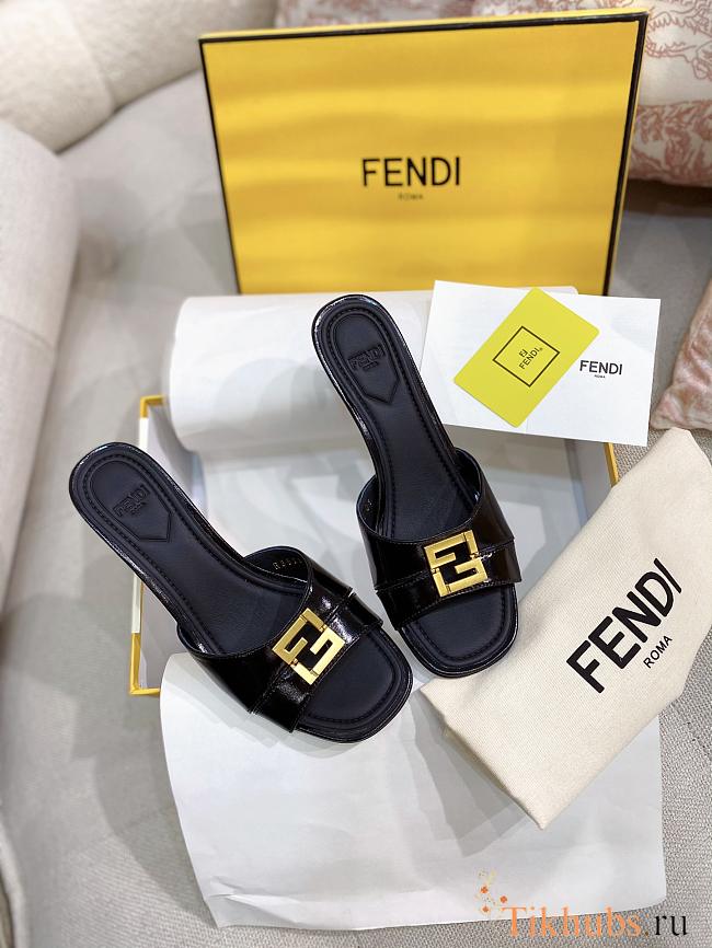 Fendi FFold Black Leather Sandal 5.5cm - 1