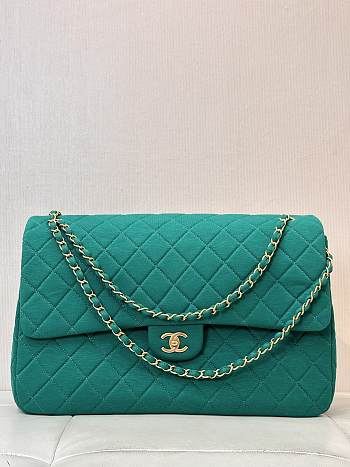 Chanel Large Flap Bag Green Gold 38x27x12cm