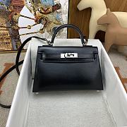 Hermes Kelly 19 Black Box Leather Silver Bag 19cm - 1