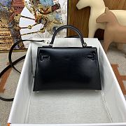 Hermes Kelly 19 Black Box Leather Silver Bag 19cm - 2