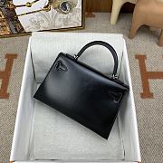 Hermes Kelly 19 Black Box Leather Silver Bag 19cm - 3