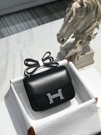 Hermes Constance Bag Black Box Leather Silver 19cm