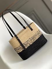 Loewe Black Square Basket Raffia Tote Bag 30x21x11cm - 2